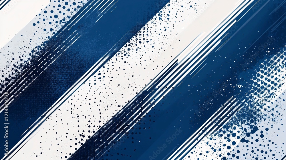 Aufkleber blue and white background with diagonal lines and halftone dots, a vector seamless pattern. modern s
