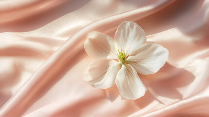 Delicate blossom on soft pink silk. Elegant, serene, and luxurious feel. Perfect for beauty, fashion, or spa themes.