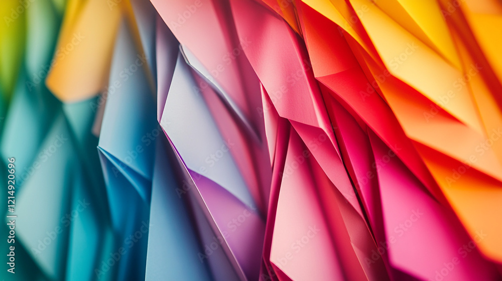 Poster colorful paper folds create a vibrant abstract display in an artistic composition