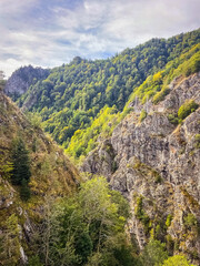 Obraz premium Winding road through the serene Făgăraș Mountains. A breathtaking landscape capturing the beauty of nature and the spirit of adventure.