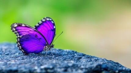 Obraz premium Elegant Butterfly Perched on Black Stone