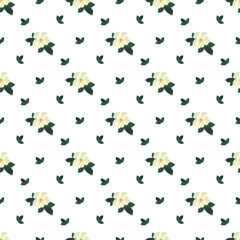Simple seamless pattern with water colors winters flowers