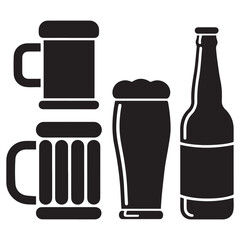 beer line art, beer silhouette,glass beer bottle icon shape symbol. beer vector illustration.hand drawn vector illustration isolated on white background.