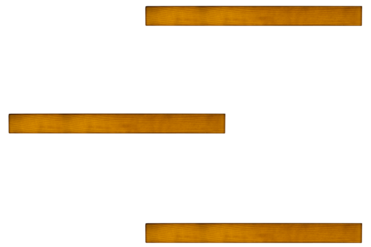 Three empty simple small minimalist shelves made of light wood is isolated with copy space.