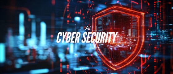 AI Cyber Security Shield Protecting Futuristic Cityscape Concept of Data Protection, Network Security, and Digital Defense in a Technological World