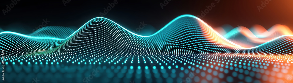 Poster digital waves in vibrant colors create mesmerizing visual effect