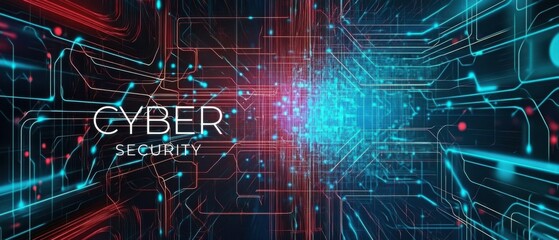 Cyber Security Abstract Background with Glowing Lines and Nodes Futuristic Technology Concept of Data Protection, Network Security, and Digital Information Safety