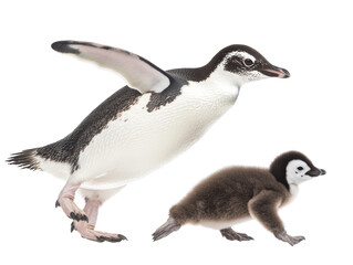 Fototapeta premium Isolated Adult and Baby Penguin
