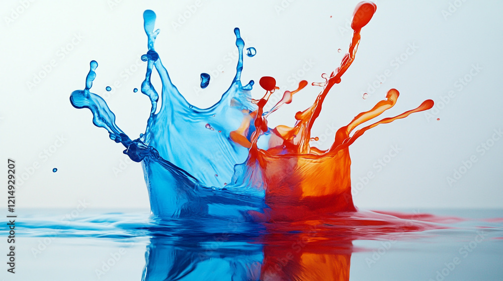 Poster colorful splashes create vibrant patterns in water during a creative artistic display