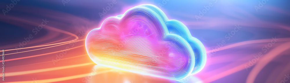 Poster abstract cloud design with glowing lines and vibrant colors, symbolizing data