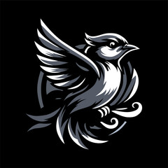 Black Background Bird Logo abstract design