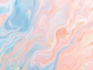 Abstract pastel marbled texture with soft pink, blue and gold accents