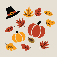 Happy thanksgiving day background with lettering and illustrations Poster Vector Design