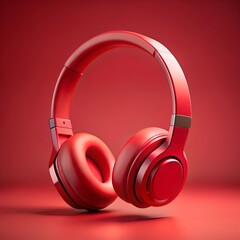 red headphones isolated on white