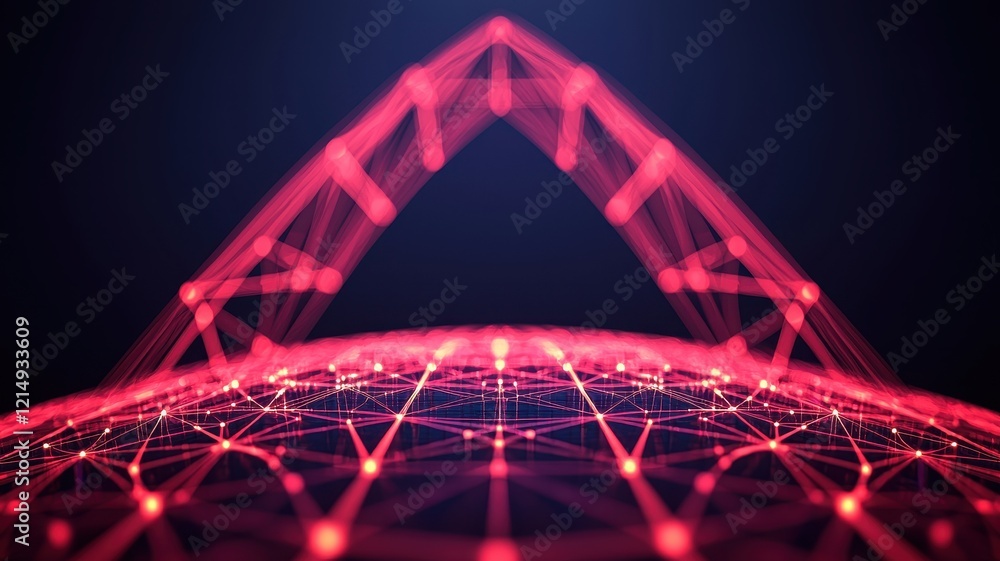 Aufkleber a vibrant, abstract representation of a digital landscape with a network of glowing lines and nodes 