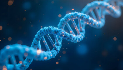 3D DNA Helix Background with Bokeh Lights – Double Helix Chromosome Banner and Molecule Design