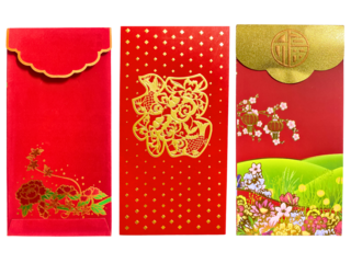 3 Transparent Chinese New Year Red Envelope Pictures. 