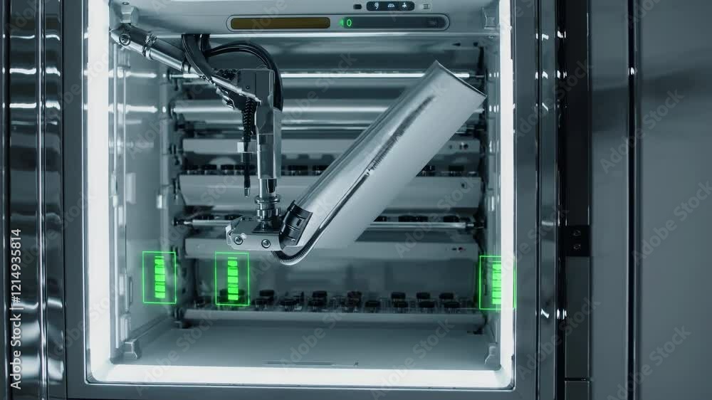 Aufkleber Innovative robotic system for automated battery storage and retrieval process in high-tech facility