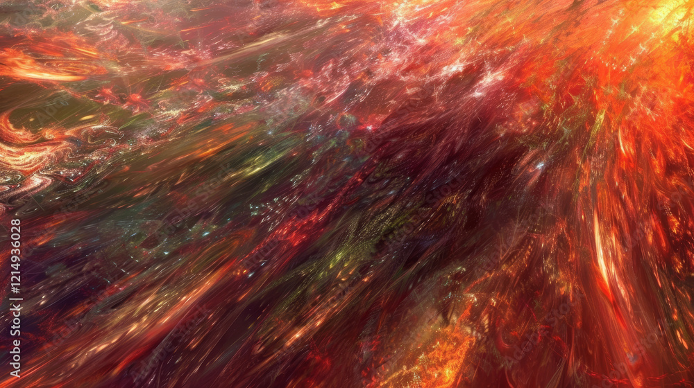 Poster exploring dynamics of chaos and quantum supremacy in vibrant colors