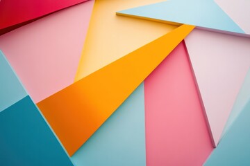 Obraz premium Bold geometric shapes in a mix of bright and pastel tones forming a modern abstract composition