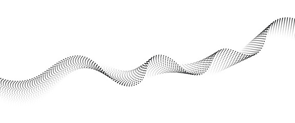 Fototapeta premium Flowing Dot Wave halftone gradient pattern on transparent background 