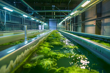 Modern indoor algae farm facility