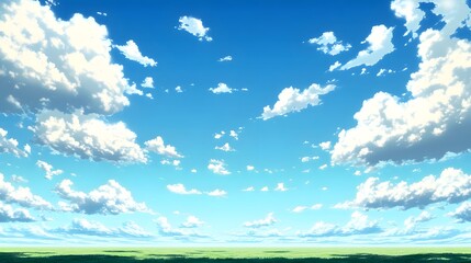Obraz premium Serene Summer Sky Over Lush Green Field