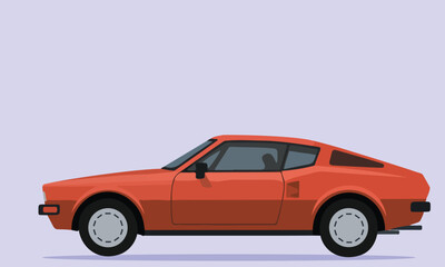 Red car with two visible wheels and lights, modern car design vector illustration for new model red car with lights and wheels of jeep cars illustration.