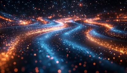 Obraz premium Abstract Cosmic Landscape: Celestial Dust and Energy Waves