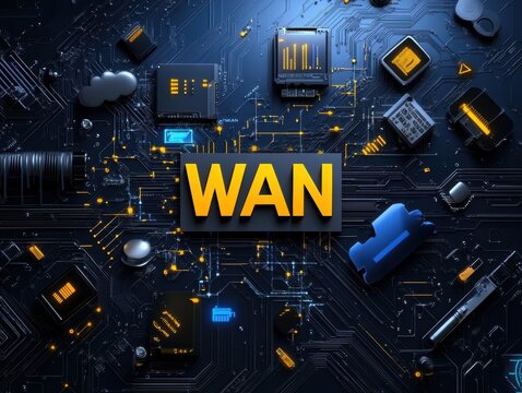 A vibrant and intricate representation of Wide Area Network (WAN) technology.