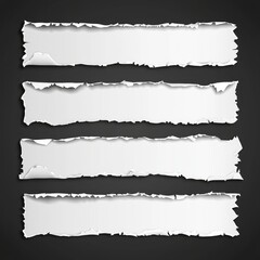 Ragged paper strips forming torn ribbons. A modern set of abstract paper sheets