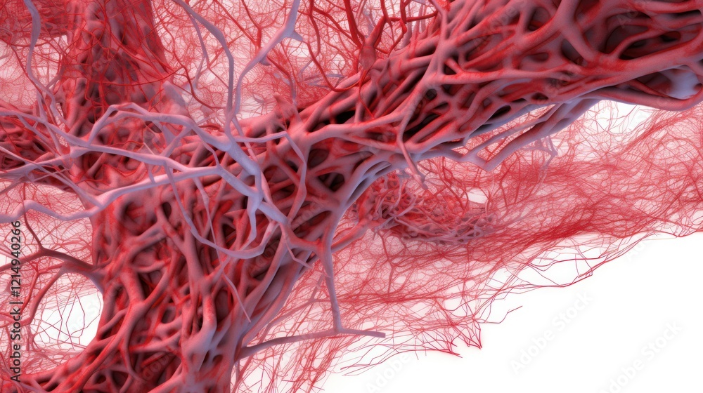 Poster high-resolution microscopic image of arteries emphasizing blood flow pathways and vascular elasticit