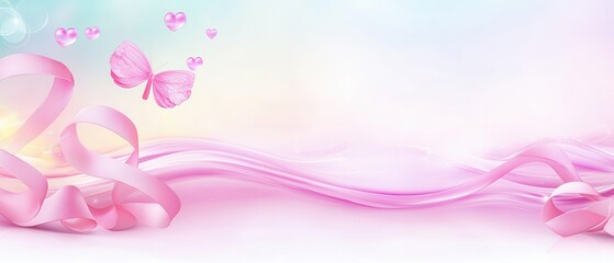 Breast cancer awareness campaign global abstract pink waves design emotional environment hopeful viewpoint inspiring concept