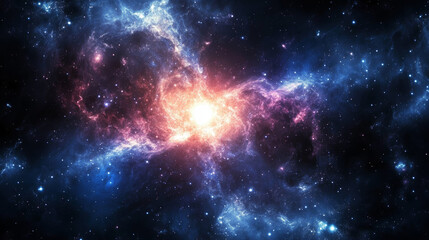 Fototapeta premium A cosmic gradient with swirling hues of blue, violet, and silver, shimmering like a nebula.