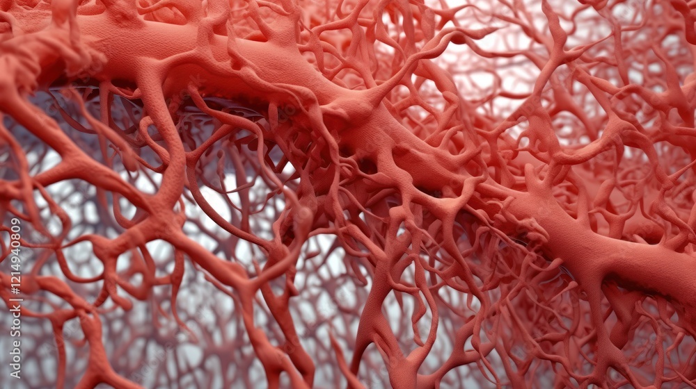 Aufkleber microscopic visualization of arteries with intricate branching networks and cellular textures of end