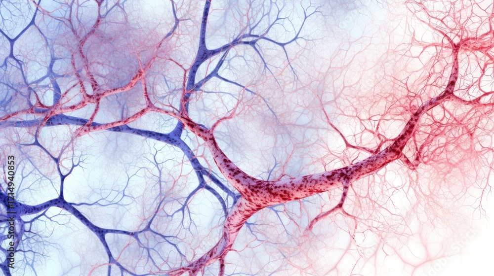 Aufkleber microscopic visualization of arteries with intricate branching networks and cellular textures of end
