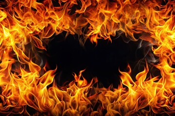 Fototapeta premium Fiery Frame Border: Macro Photography Background Banner with Copy Space