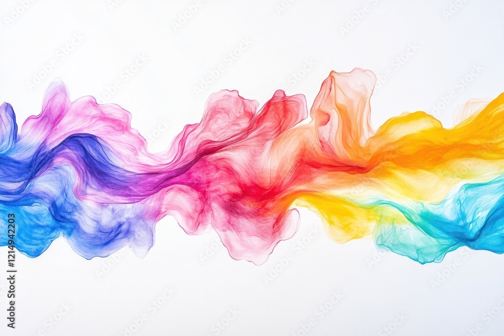 Poster soft flowing waves of vivid colors creating a harmonious and fluid abstract pattern