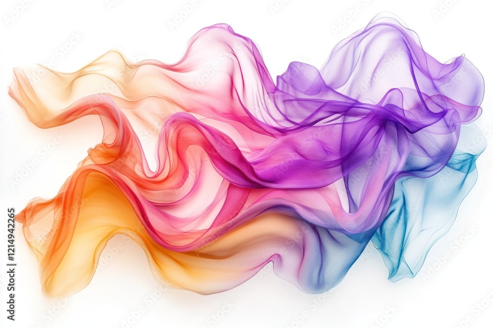 Poster soft flowing waves of vivid colors creating a harmonious and fluid abstract pattern
