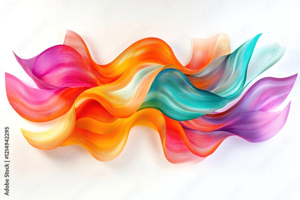 Poster soft flowing waves of vivid colors creating a harmonious and fluid abstract pattern