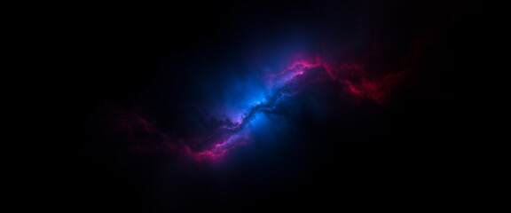 Glowing blue and purple nebula on a dark background