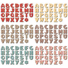 different texture scrapbook alphabet on white background	
