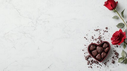 Spilling love a broken heart-shaped box of chocolates romantic setting detail surreal environment close-up view of sweetness