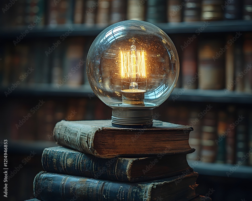 Poster glowing study lamp illuminates the path to learning and knowledge