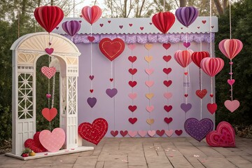 heart in the room Valentine day ornament and glitter light effect decoration and Heart Background.