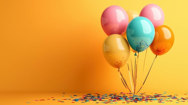 Vibrant new year celebration balloons festive setup colorful background indoor environment joyful atmosphere