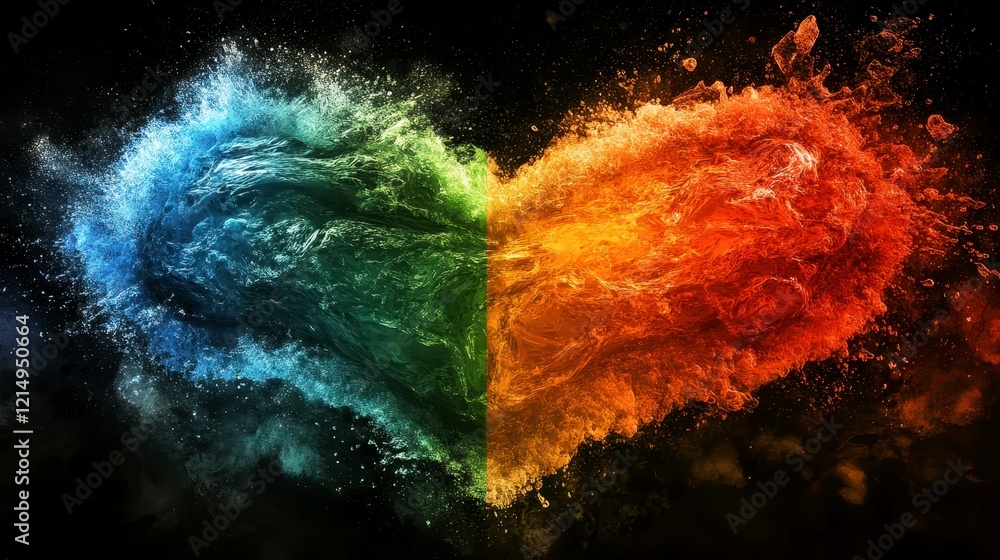 Poster abstract colorful fluid explosion with dynamic energy