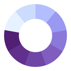 Basic circle infographic with 9 steps, blue tone.