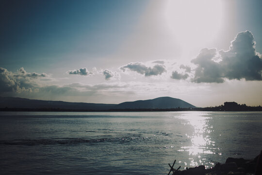 a view of Lake Sevan, Armenia in autumn