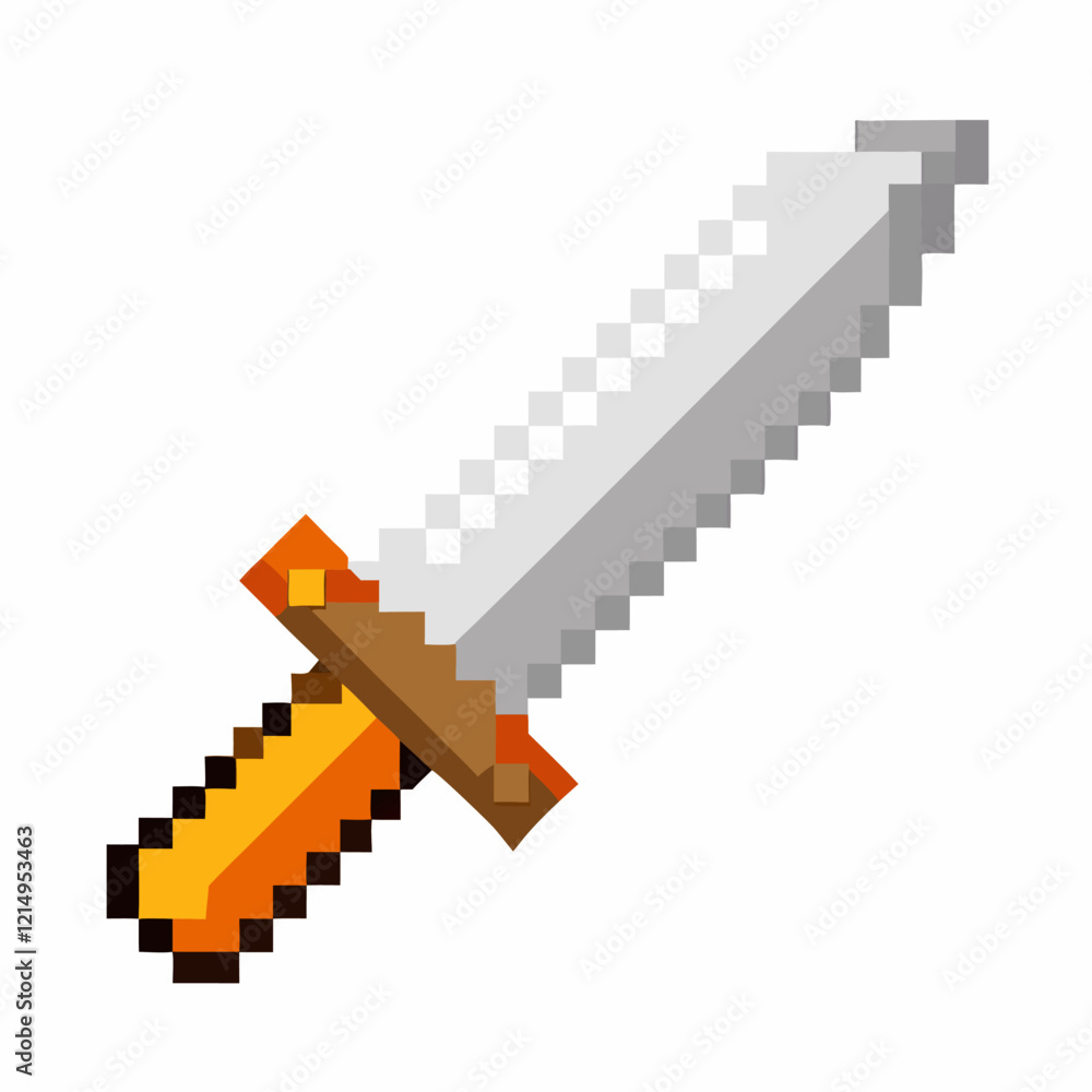 Poster pixel art sword retro 8 bit weapon design for video game graphics